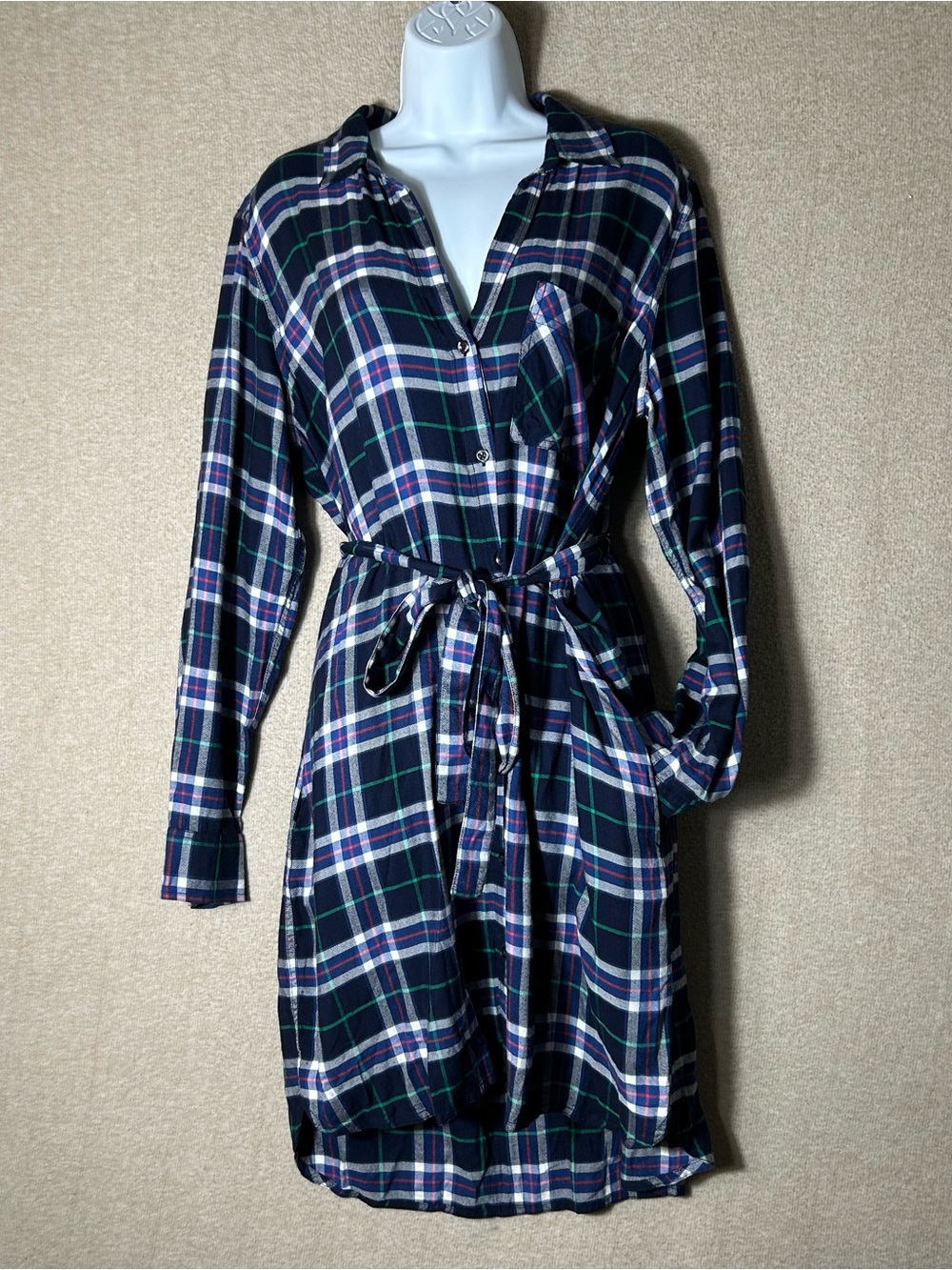 GAP x Pendleton Plaid Shirt Dress Womens Size Large Belted Preppy Pockets
